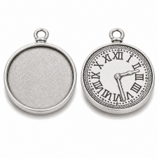 2 Supports Pendentif Argenté pour Cabochon 25mm Thème Alice pour la Création de Bijoux Fantaisie - DIY