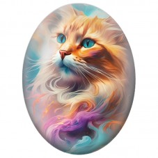 Cabochon en Verre Illustré Chat Roux aux Yeux Turquoise 13x18, 18x25 ou 30x40mm pour la Création de Bijoux Fantaisie - DIY