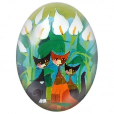 Cabochon en Verre Illustré Trio de Chats parmi les Arums Blancs 13x18, 18x25 ou 30x40mm pour la Création de Bijoux Fantaisie - D