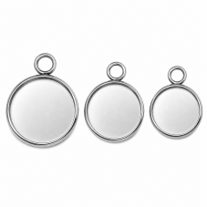 Support Pendentif Argenté en Acier Inoxydable pour Cabochon de 10 à 25mm pour la Création de Bijoux Fantaisie - DIY