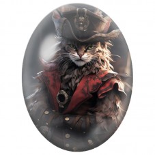 Cabochon en Verre Illustré Chat Pirate au Tricorne Noir 13x18, 18x25 ou 30x40mm pour la Création de Bijoux Fantaisie - DIY