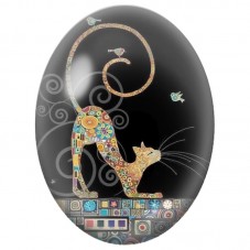 Cabochon en Verre Illustré Chat Mosaïque aux Oiseaux Colorés 13x18, 18x25 ou 30x40mm pour la Création de Bijoux Fantaisie - DIY