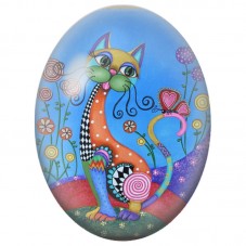 Cabochon en Verre Illustré Chat Fantaisie aux Fleurs Spirales 13x18, 18x25 ou 30x40mm pour la Création de Bijoux Fantaisie - DIY