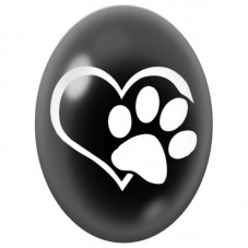 Cabochon en Verre Illustré Patte de Chat dans un Cœur Blanc 13x18, 18x25 ou 30x40mm pour la Création de Bijoux Fantaisie - DIY