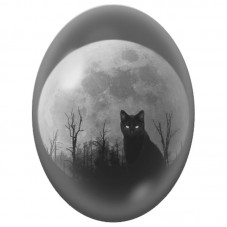 Cabochon en Verre Illustré Chat Noir sous la Pleine Lune 13x18, 18x25 ou 30x40mm pour la Création de Bijoux Fantaisie - DIY