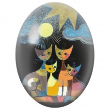 Cabochon en Verre Illustré Famille de Chats sous le Soleil et les Étoiles 13x18, 18x25 ou 30x40mm pour la Création de Bijoux Fan