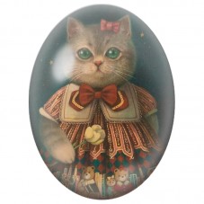 Cabochon en Verre Illustré Chat au Costume Rouge et aux Nœuds Papillon 13x18, 18x25 ou 30x40mm pour la Création de Bijoux Fantai