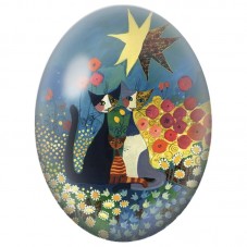 Cabochon en Verre Illustré Famille de Chats dans un Jardin Coloré 13x18, 18x25 ou 30x40mm pour la Création de Bijoux Fantaisie -