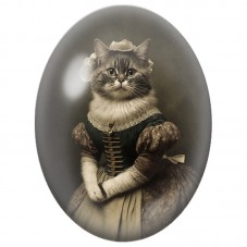 Cabochon en Verre Illustré Chat en Robe Ancienne à Dentelle 13x18, 18x25 ou 30x40mm pour la Création de Bijoux Fantaisie - DIY