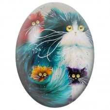 Cabochon en Verre Illustré Famille de Chats aux Longues Moustaches 13x18, 18x25 ou 30x40mm pour la Création de Bijoux Fantaisie 