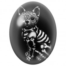 Cabochon en Verre Illustré Chat Squelette aux Motifs Mexicains 13x18, 18x25 ou 30x40mm pour la Création de Bijoux Fantaisie - DI