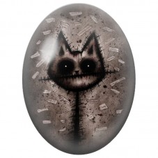 Cabochon en Verre Illustré Chat Sombre Cousu de Fil Noir 13x18, 18x25 ou 30x40mm pour la Création de Bijoux Fantaisie - DIY