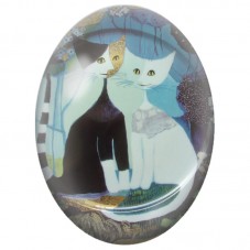 Cabochon en Verre Illustré Duo de Chats Noir et Blanc sur Fond Bleu 13x18, 18x25 ou 30x40mm pour la Création de Bijoux Fantaisie