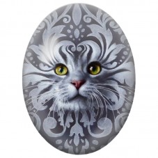 Cabochon en Verre Illustré Chat Noir aux Yeux Verts sur Motif Baroque 13x18, 18x25 ou 30x40mm pour la Création de Bijoux Fantais