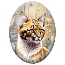 Cabochon en Verre Illustré Chat Tacheté parmi les Papillons d’Automne 13x18, 18x25 ou 30x40mm pour la Création de Bijoux Fantais