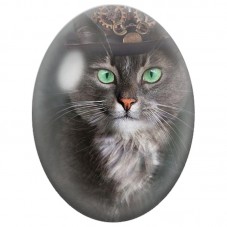 Cabochon en Verre Illustré Chat Steampunk au Chapeau de Rouages 13x18, 18x25 ou 30x40mm pour la Création de Bijoux Fantaisie - D