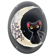 Cabochon en Verre Illustré Chat Noir sur la Lune avec Message d’Amour 13x18, 18x25 ou 30x40mm pour la Création de Bijoux Fantais