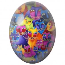 Cabochon en Verre Illustré Grande Tribu de Chats Multicolores 13x18, 18x25 ou 30x40mm pour la Création de Bijoux Fantaisie - DIY