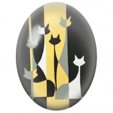 Cabochon en Verre Illustré Chats Géométriques Noirs Blancs et Gris 13x18, 18x25 ou 30x40mm pour la Création de Bijoux Fantaisie 