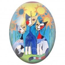 Cabochon en Verre Illustré Famille de Chats sous les Soleils 13x18, 18x25 ou 30x40mm pour la Création de Bijoux Fantaisie - DIY