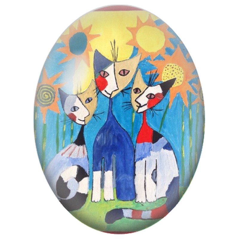Cabochon en Verre Illustré Famille de Chats sous les Soleils 13x18, 18x25 ou 30x40mm