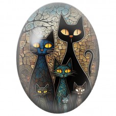 Cabochon en Verre Illustré Famille de Chats en Mosaïque 13x18, 18x25 ou 30x40mm pour la Création de Bijoux Fantaisie - DIY
