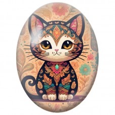 Cabochon en Verre Illustré Chat Noir aux Motifs Floraux 13x18, 18x25 ou 30x40mm pour la Création de Bijoux Fantaisie - DIY