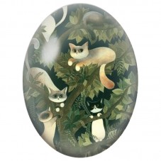 Cabochon en Verre Illustré Famille de Chats dans la Jungle 13x18, 18x25 ou 30x40mm pour la Création de Bijoux Fantaisie - DIY