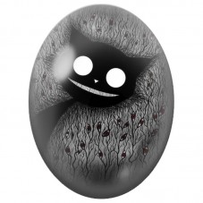 Cabochon en Verre Illustré Chat Noir au Sourire Étrange 13x18, 18x25 ou 30x40mm pour la Création de Bijoux Fantaisie - DIY