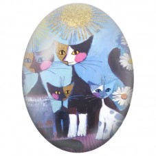 Cabochon en Verre Illustré Famille de Chats sous le Soleil Doré 13x18, 18x25 ou 30x40mm pour la Création de Bijoux Fantaisie - D