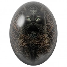 Cabochon en Verre Illustré Chat Noir aux Arabesques Dorées 13x18, 18x25 ou 30x40mm pour la Création de Bijoux Fantaisie - DIY