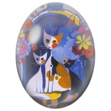Cabochon en Verre Illustré Trois Chats parmi les Fleurs Colorées 13x18, 18x25 ou 30x40mm pour la Création de Bijoux Fantaisie - 