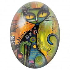 Cabochon en Verre Illustré Chat Noir Graphique aux Yeux Jaunes 13x18, 18x25 ou 30x40mm pour la Création de Bijoux Fantaisie - DI