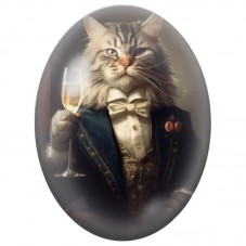 Cabochon en Verre Illustré Chat Tigré en Smoking avec une Coupe 13x18, 18x25 ou 30x40mm pour la Création de Bijoux Fantaisie - D
