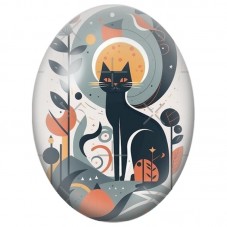Cabochon en Verre Illustré Chat Noir Graphique sous le Soleil Orange 13x18, 18x25 ou 30x40mm pour la Création de Bijoux Fantaisi