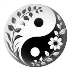 Cabochon en Verre Illustré Yin Yang Floral Noir et Blanc 12 à 25mm pour la Création de Bijoux Fantaisie - DIY