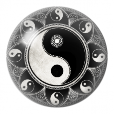 Cabochon en Verre Illustré Yin Yang Mandala aux Multiples Symboles 12 à 25mm pour la Création de Bijoux Fantaisie - DIY
