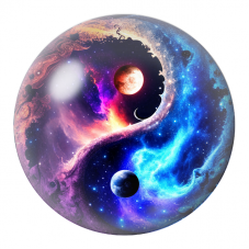 Cabochon en Verre Illustré Yin Yang Galaxies Rose et Bleue 12 à 25mm pour la Création de Bijoux Fantaisie - DIY