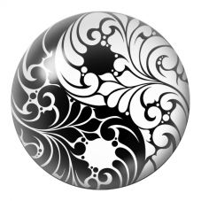 Cabochon en Verre Illustré Yin Yang Volutes Abstraites Noir et Blanc 12 à 25mm pour la Création de Bijoux Fantaisie - DIY