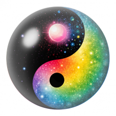 Cabochon en Verre Illustré Yin Yang Galaxie Arc-en-Ciel 12 à 25mm pour la Création de Bijoux Fantaisie - DIY