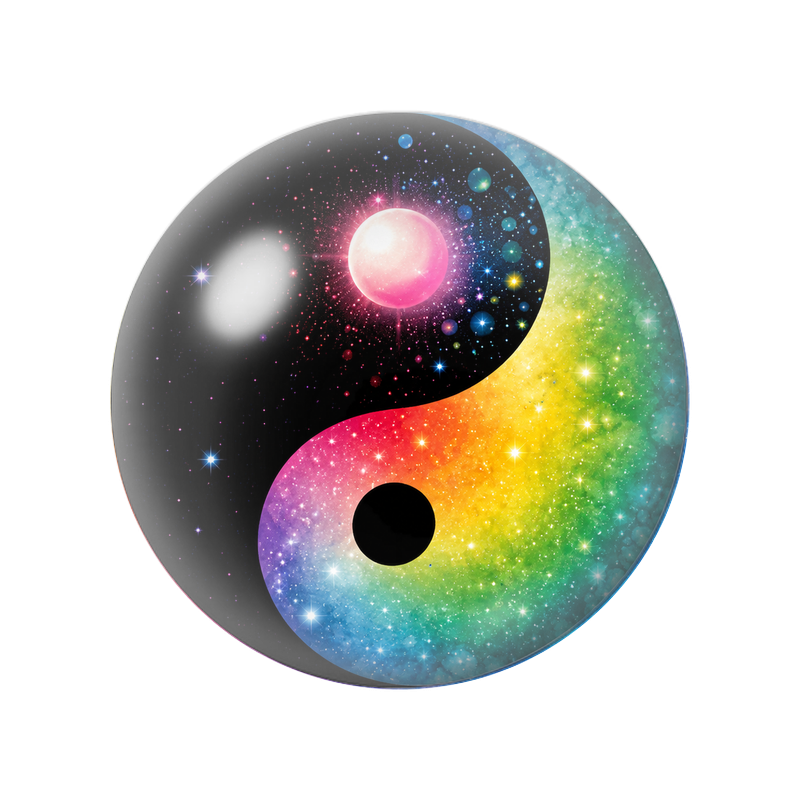 Cabochon en Verre Illustré Yin Yang Galaxie Arc-en-Ciel 12 à 25mm