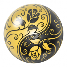 Cabochon en Verre Illustré Yin Yang Roses Noires et Dorées 12 à 25mm pour la Création de Bijoux Fantaisie - DIY