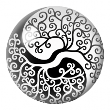Cabochon en Verre Illustré Yin Yang Arbre de Vie aux Spirales 12 à 25mm pour la Création de Bijoux Fantaisie - DIY