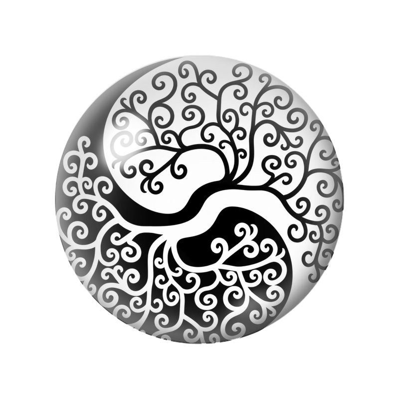 Cabochon en Verre Illustré Yin Yang Arbre de Vie aux Spirales 12 à 25mm