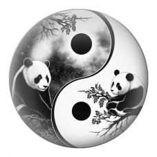 Cabochon en Verre Illustré Yin Yang Deux Pandas sous la Lune 12 à 25mm pour la Création de Bijoux Fantaisie - DIY
