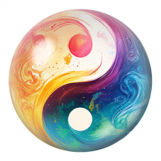 Cabochon en Verre Illustré Yin Yang Aquarelle Feu et Eau 12 à 25mm pour la Création de Bijoux Fantaisie - DIY