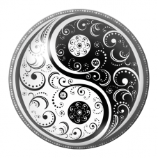 Cabochon en Verre Illustré Yin Yang Rosaces à Pois Noir et Blanc 12 à 25mm pour la Création de Bijoux Fantaisie - DIY