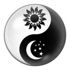 Cabochon en Verre Illustré Yin Yang Soleil et Lune Étoilée 12 à 25mm pour la Création de Bijoux Fantaisie - DIY