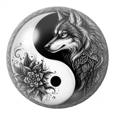 Cabochon en Verre Illustré Yin Yang Loup et Fleur Mandala 12 à 25mm pour la Création de Bijoux Fantaisie - DIY