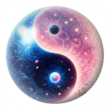 Cabochon en Verre Illustré Yin Yang Galaxies Rose et Bleue aux Fleurs de Cerisier 12 à 25mm pour la Création de Bijoux…
